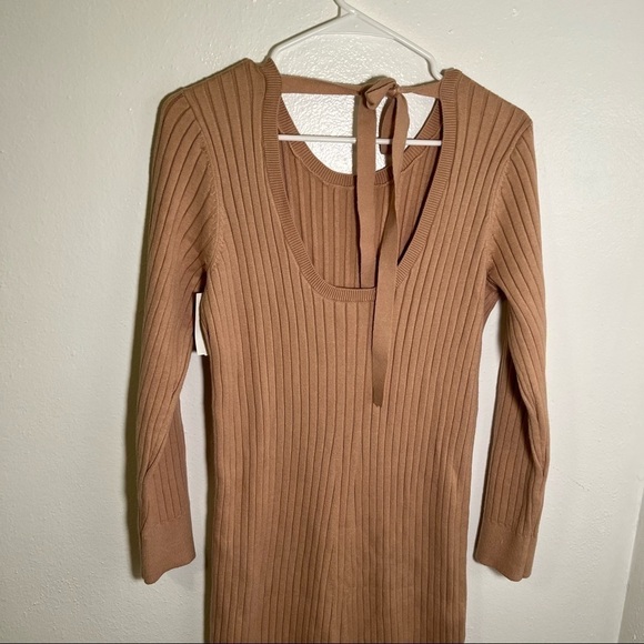 Wayf x BFF Hollie Long Sleeve Sweater Dress Camel - Picture 10 of 13